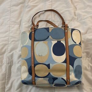 Coach Multicolor Tote with Blue and Tan Accents